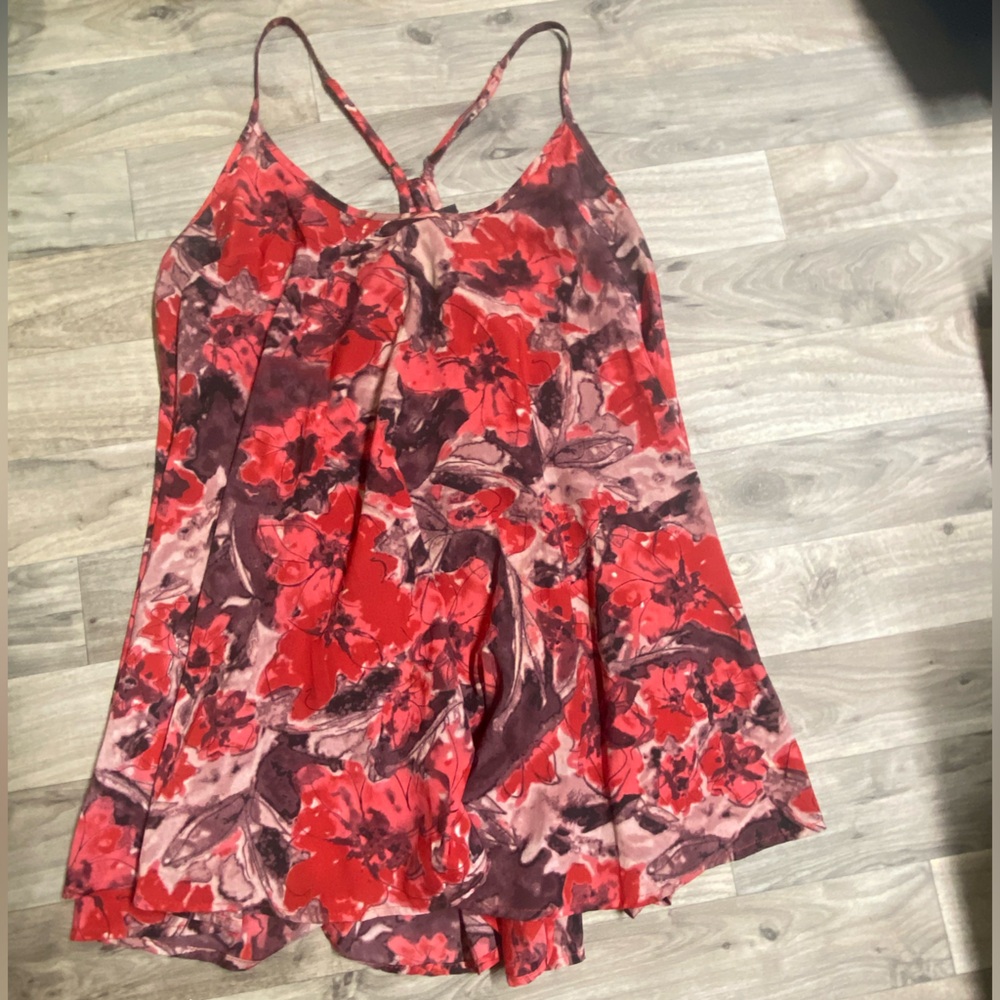 Red Floral Racer Back Tank
